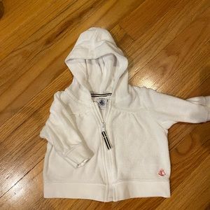 White terry hooded sweatshirt